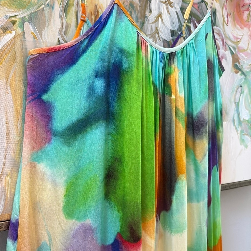 Lavender Brown Maia Dress - Watercolor Print Maxi - Size XS - Picture 7 of 14